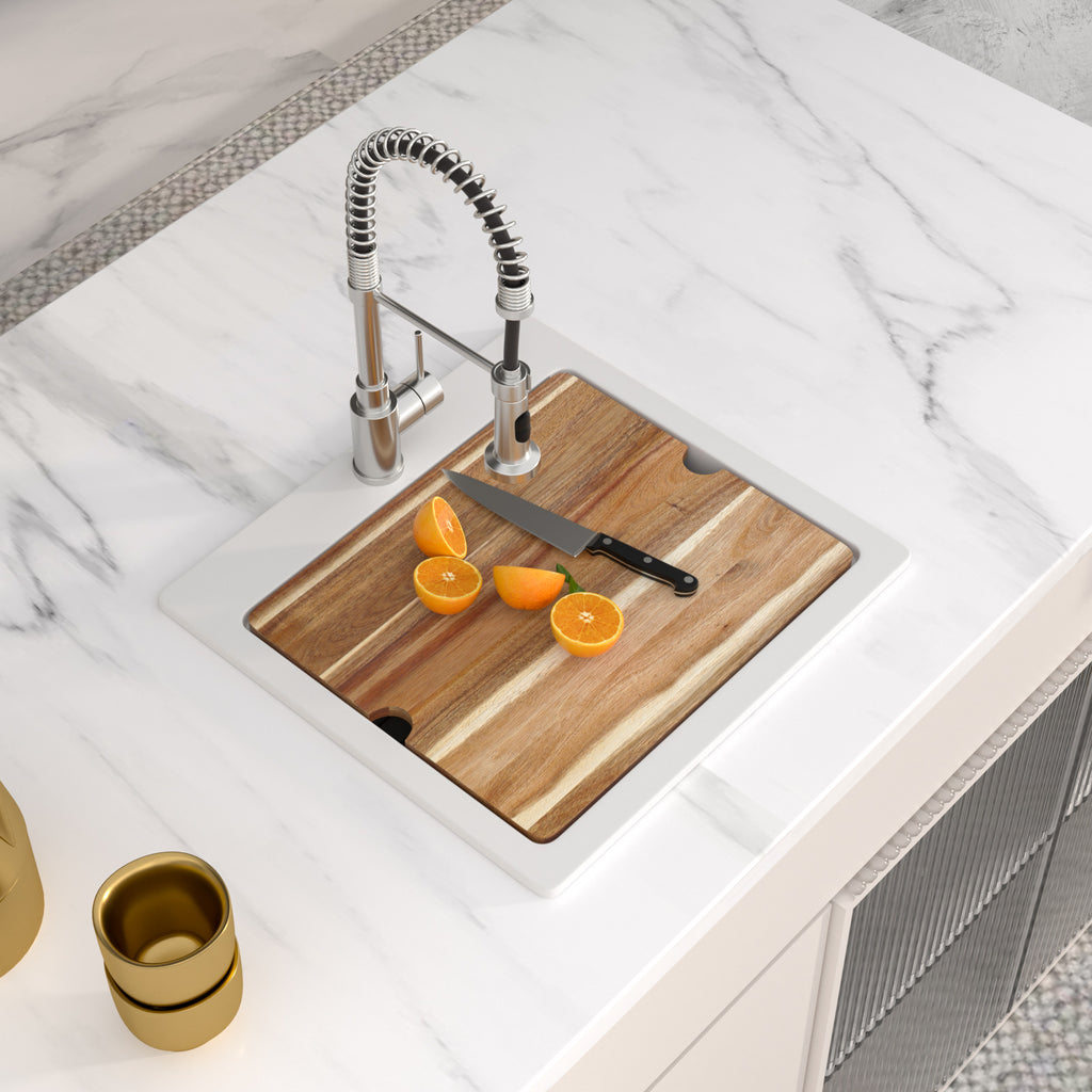 Logmey 21'' x 19'' Drop-In Quartz Composite Workstation Kitchen Bar Sink