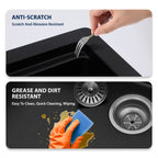 Logmey 33x19 Seamless Undermount Black Quartz Kitchen Sink Combo