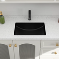 Logmey 21" Matte Black Undermount Bathroom Sink Rectangular Porcelain Lavatory Sink