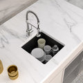 Logmey 17'' x 17'' Undermount Quartz Composite Bar Prep Sink Black