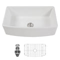 Logmey 33"  x 19"  Single Basin Farmhouse Apron Kitchen Sink White Ceramic