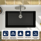Logmey 33x19 Seamless Undermount Black Quartz Kitchen Sink Combo