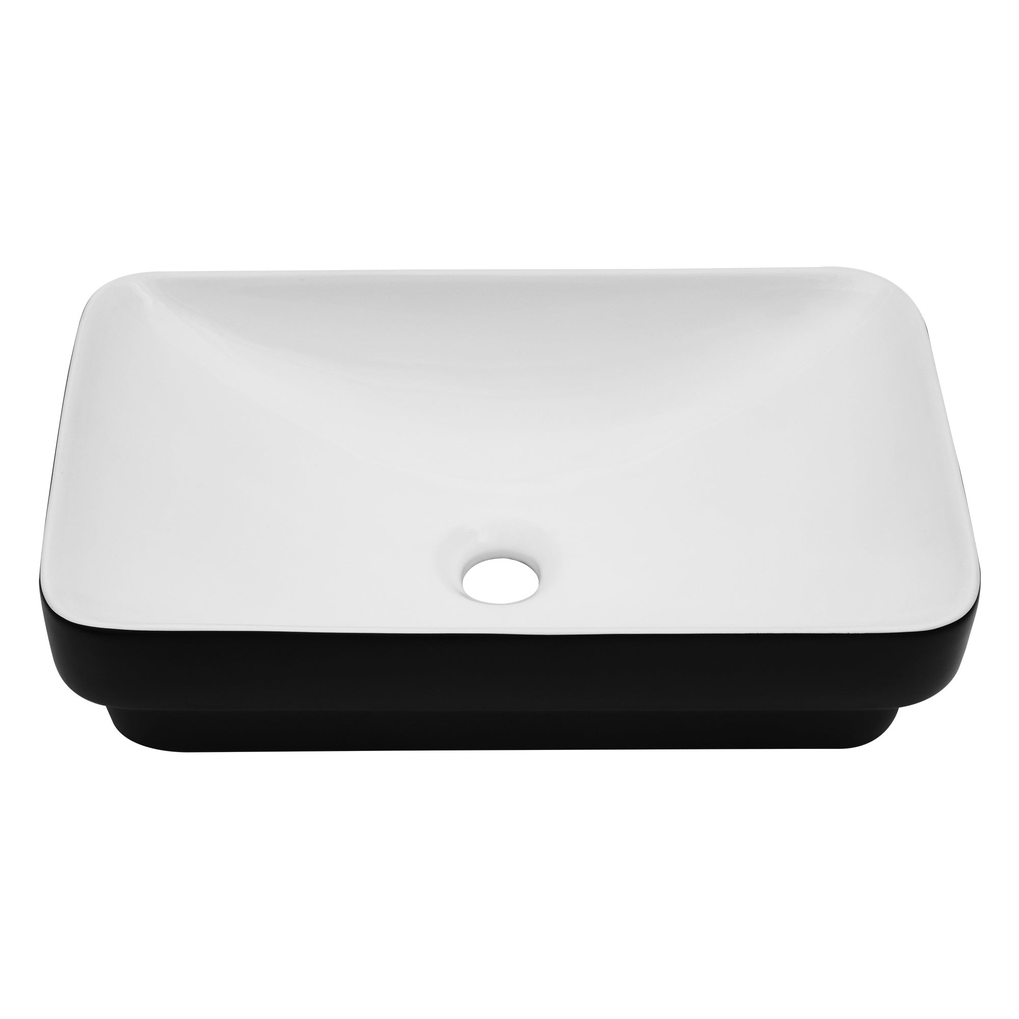 Logmey 19'' Semi-Recessed Vanity Basin - Black & White Rectangular Ceramic Sink