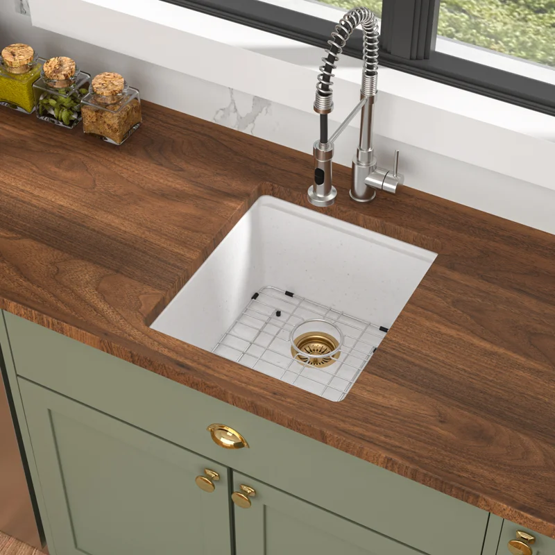 Logmey 17" Undermount Quartz Workstation Kitchen Sink - White
