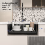 Logmey 33 Inch Black Quartz Composite Kitchen Sink, Undermount Single Bowl Workstation Sink with Drying Rack & Bamboo Cutting Board