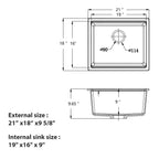 Logmey 21 Inch Black Granite Composite Undermount Sink Workstation
