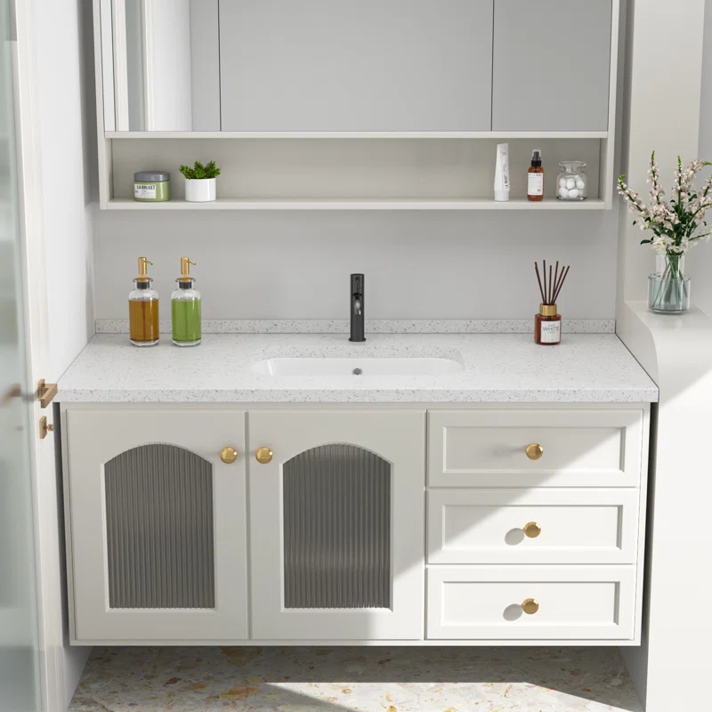 Logmey 22" Undermount Rectangular Bathroom Sink with Overflow