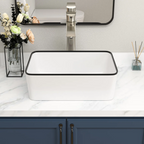 Logmey 16" x 12" Rectangular Bathroom Vessel Sink - Ceramic Above-Counter Vanity Art Basin