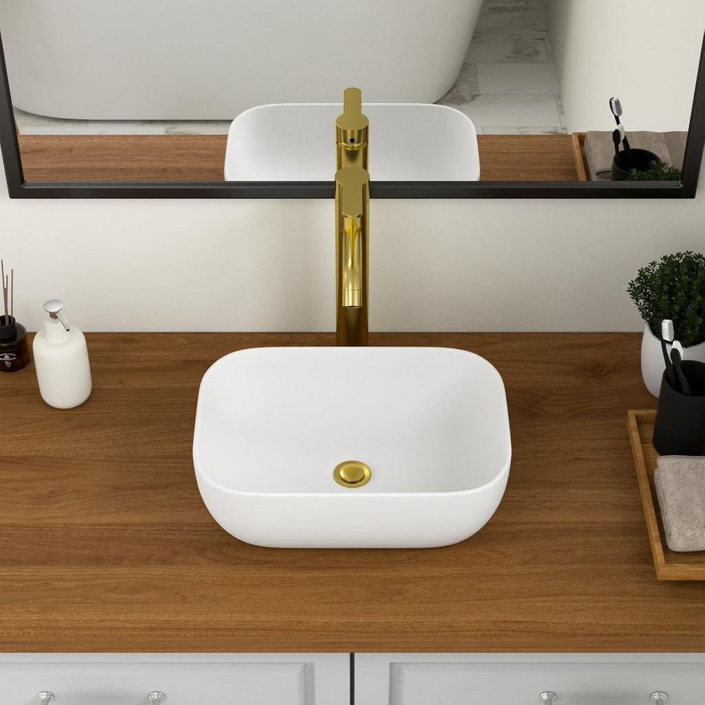 Logmey 18x14 Modern Rounded Rectangle Bathroom Vessel Sink