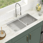 Logmey 33'' x 19'' Undermount 60/40 Double Bowl Workstation Kitchen Sink