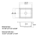 Logmey 15'' x 18'' Undermount Quartz Composite Bar Prep Sink
