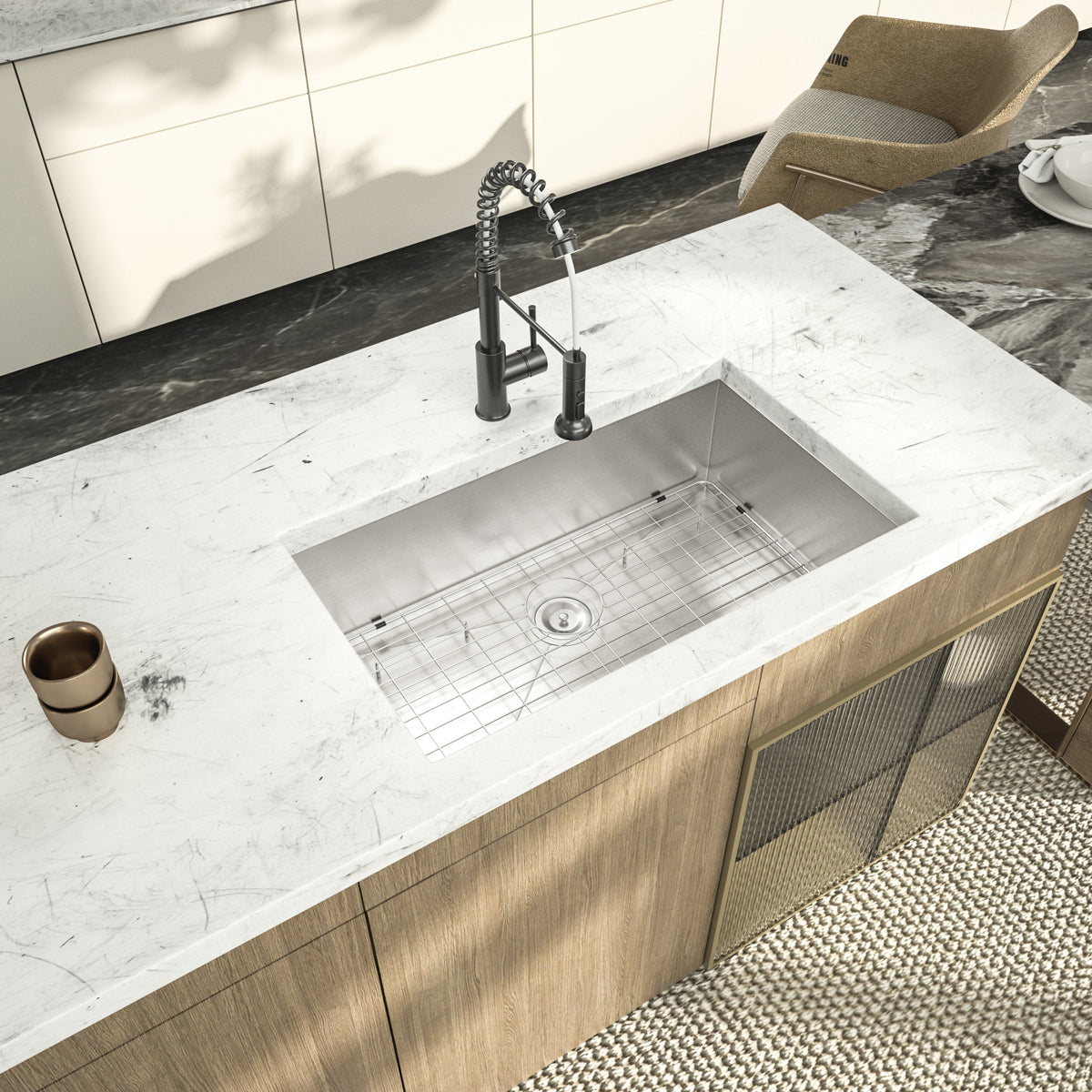 Logmey 32 Inch 16 Gauge Stainless Steel Undermount Kitchen Sink