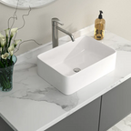 Logmey 19''x15'' Bathroom Sink - Rectangular Above Counter Vessel Single Bowl - White Porcelain Ceramic