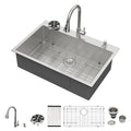 Logmey 30x22 All-in-One Drop-In Stainless Steel Kitchen Sink Set