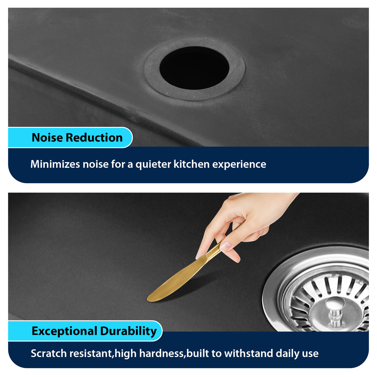 Logmey 17'' x 17'' Undermount Quartz Composite Bar Prep Sink Black