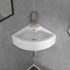 Logmey 18" Corner Wall Mounted Sink - White Floating Triangle Ceramic Basin