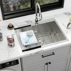 LOGMEY 22'' x 22''Drop-in Topmount Laundry Utility Sink - 16 Gauge Stainless Steel 12'' Extra Deep Single Bowl with Bottom Grid & Strainer