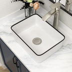 Logmey 16" x 12" Rectangular Bathroom Vessel Sink - Ceramic Above-Counter Vanity Art Basin
