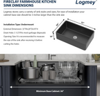 Logmey 33"L x 20"W Farmhouse Kitchen Sink - Apron Front Single Bowl - Matte Black & White Fireclay Ceramic Sink
