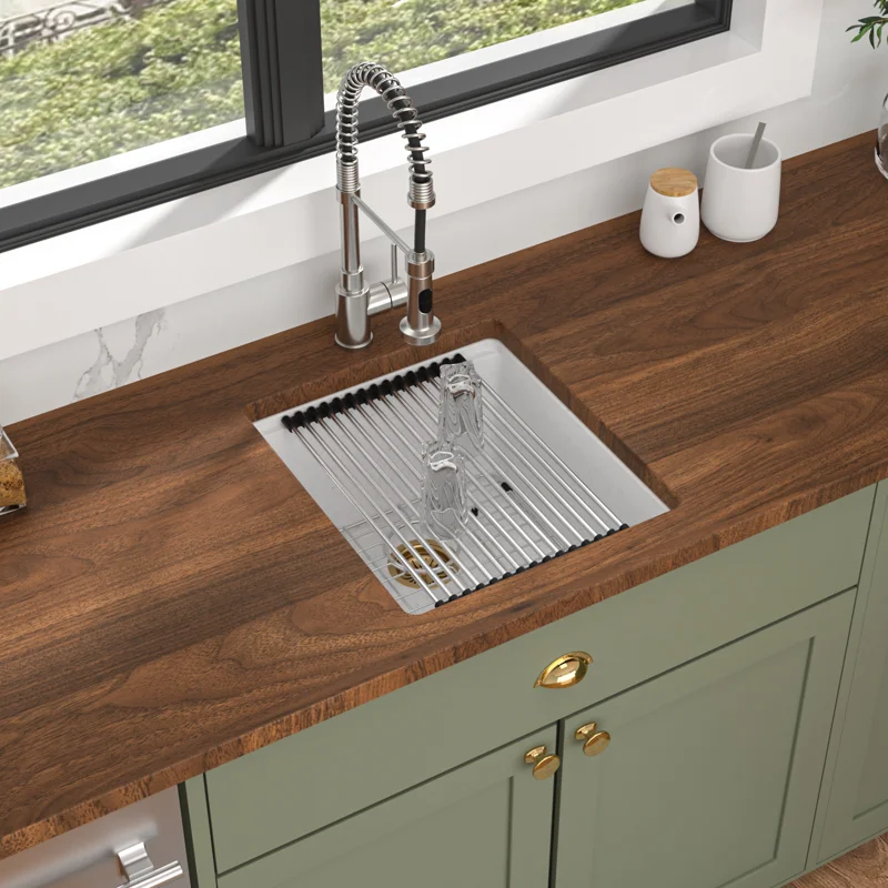 Logmey 17" Undermount Quartz Workstation Kitchen Sink - White