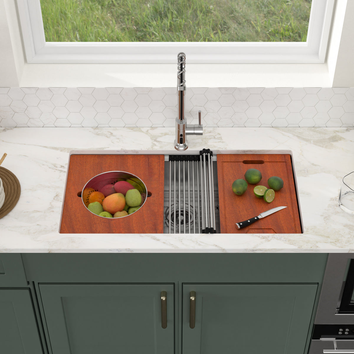 Logmey 36'' Undermount Workstation Kitchen Sink