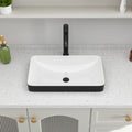 Logmey 19'' Semi-Recessed Vanity Basin - Black & White Rectangular Ceramic Sink