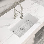 Logmey 32 Inch White Granite Composite Kitchen Sink Workstation