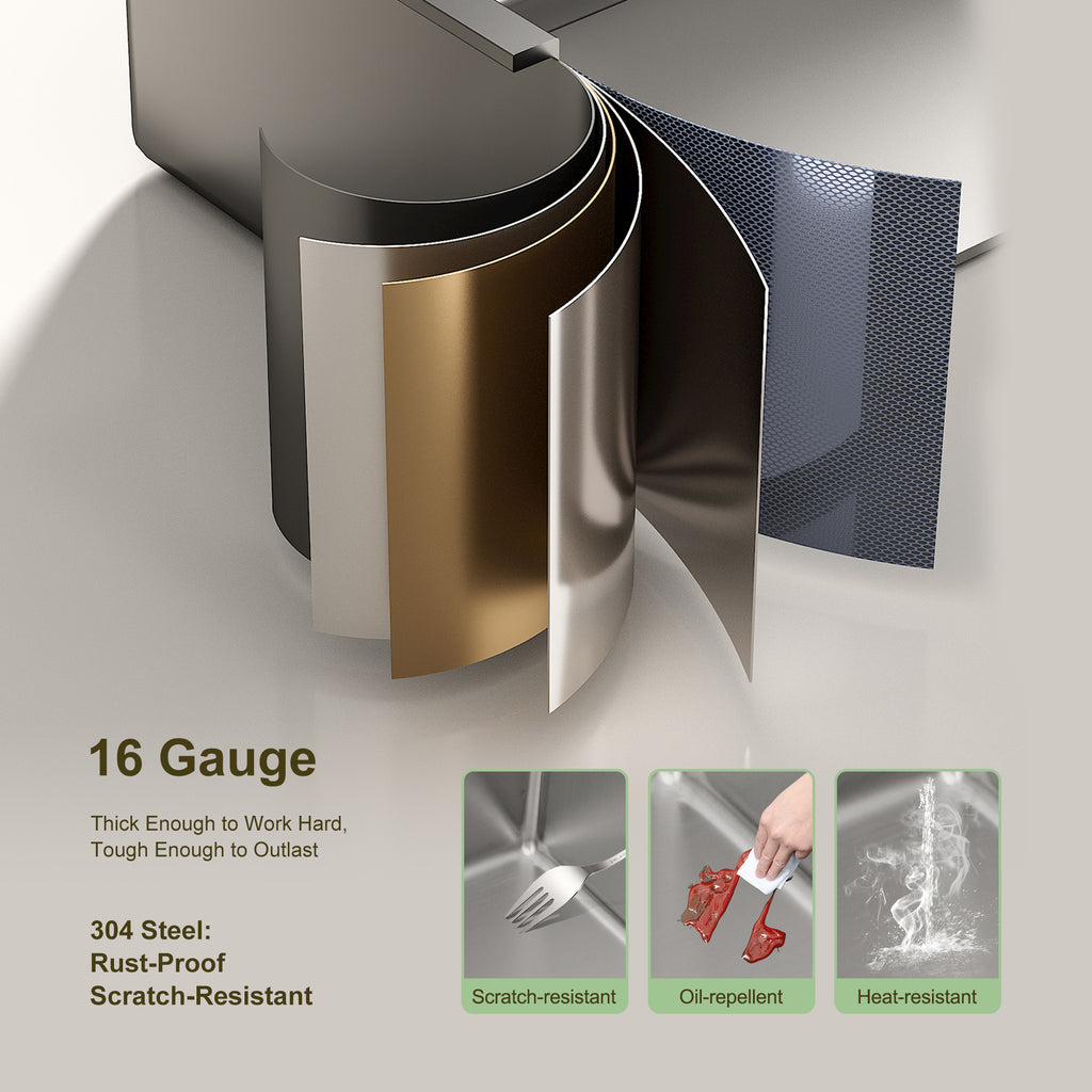 Logmey 26x18 Seamless Undermount Single Bowl Kitchen Sink