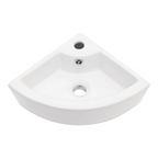 Logmey 18" Corner Wall Mounted Sink - White Floating Triangle Ceramic Basin