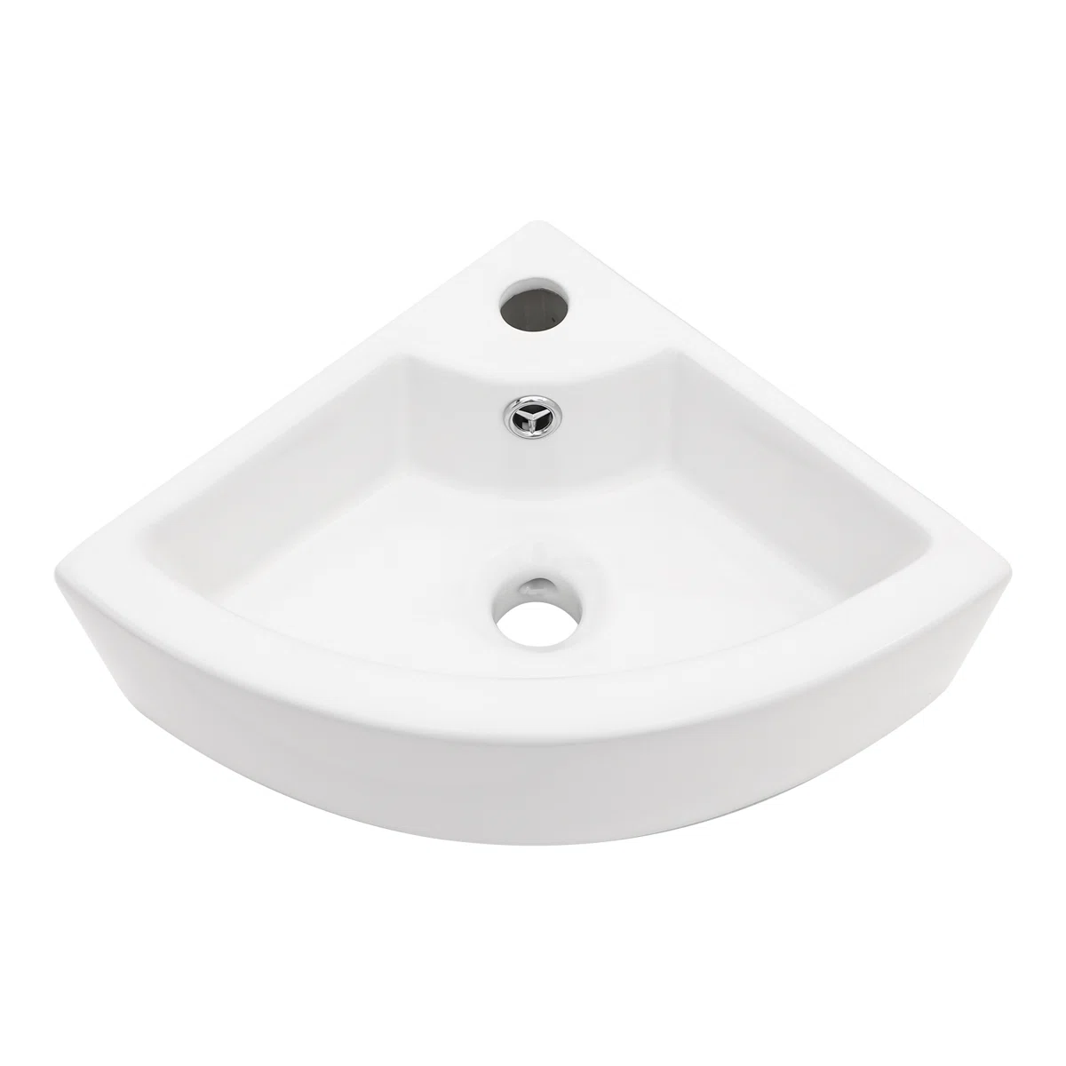 Logmey 18" Corner Wall Mounted Sink - White Floating Triangle Ceramic Basin