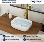 Logmey 18x14 Modern Rounded Rectangle Bathroom Vessel Sink