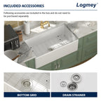 Logmey 33''x 18'' White Fireclay Farmhouse Kitchen Sink