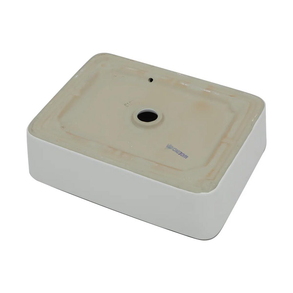 Logmey 16" x 12" Rectangular Bathroom Vessel Sink - Ceramic Above-Counter Vanity Art Basin