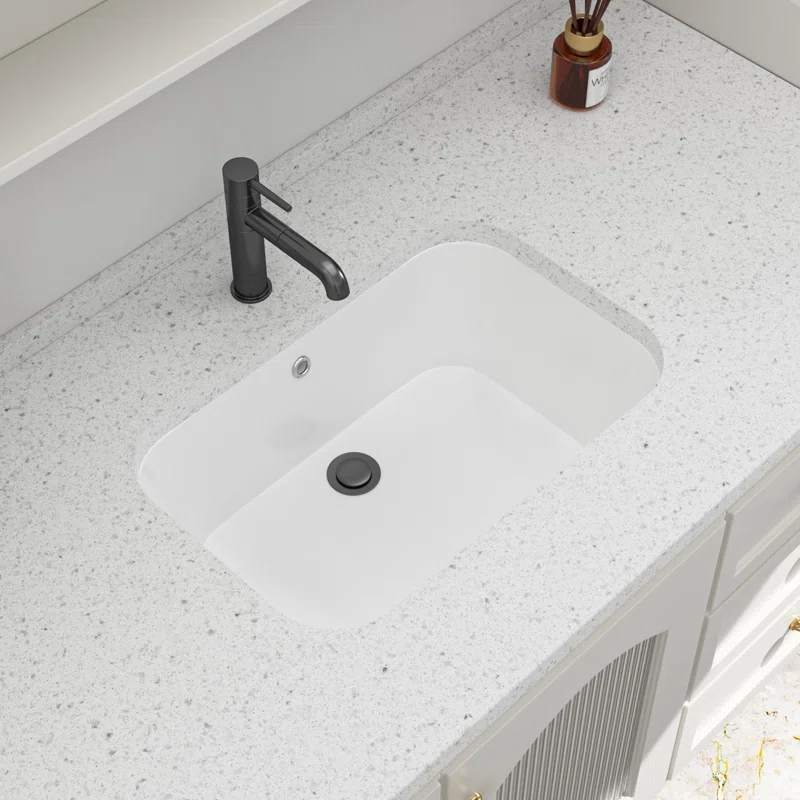 Logmey 22" Undermount Rectangular Bathroom Sink with Overflow