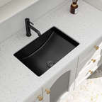 Logmey 21" Matte Black Undermount Bathroom Sink Rectangular Porcelain Lavatory Sink