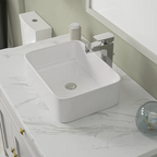 Logmey 19''x15'' Bathroom Sink - Rectangular Above Counter Vessel Single Bowl - White Porcelain Ceramic