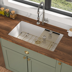 Logmey Undermount Quartz Workstation Kitchen Sink - 30" / 33" White