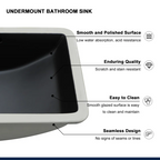 Logmey 21" Matte Black Undermount Bathroom Sink Rectangular Porcelain Lavatory Sink