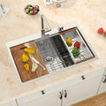 Logmey 33'' x 19'' Drop-In Workstation Kitchen Sink - 16 Gauge SUS304 Stainless Steel Single Bowl