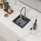 Logmey 15x15 Drop-In Quartz Bar Sink Workstation