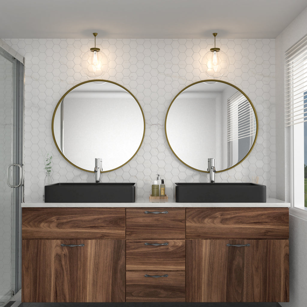 Logmey 24'' x 16'' Matte Black Rectangular Vessel Sink