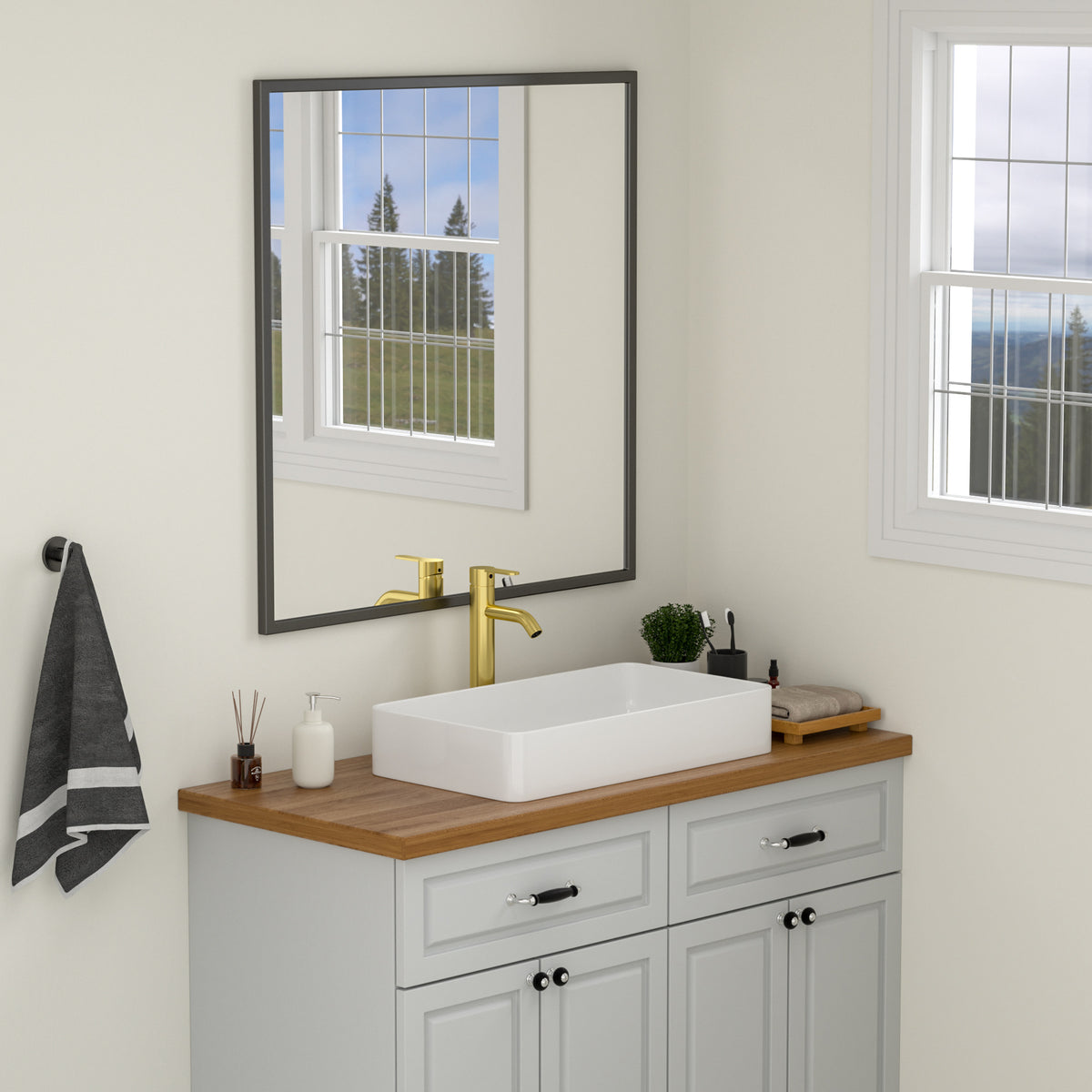 Logmey 24'' x 14''Rectangular Bathroom Vessel Sink - White Ceramic Above-Counter Vanity Art Basin