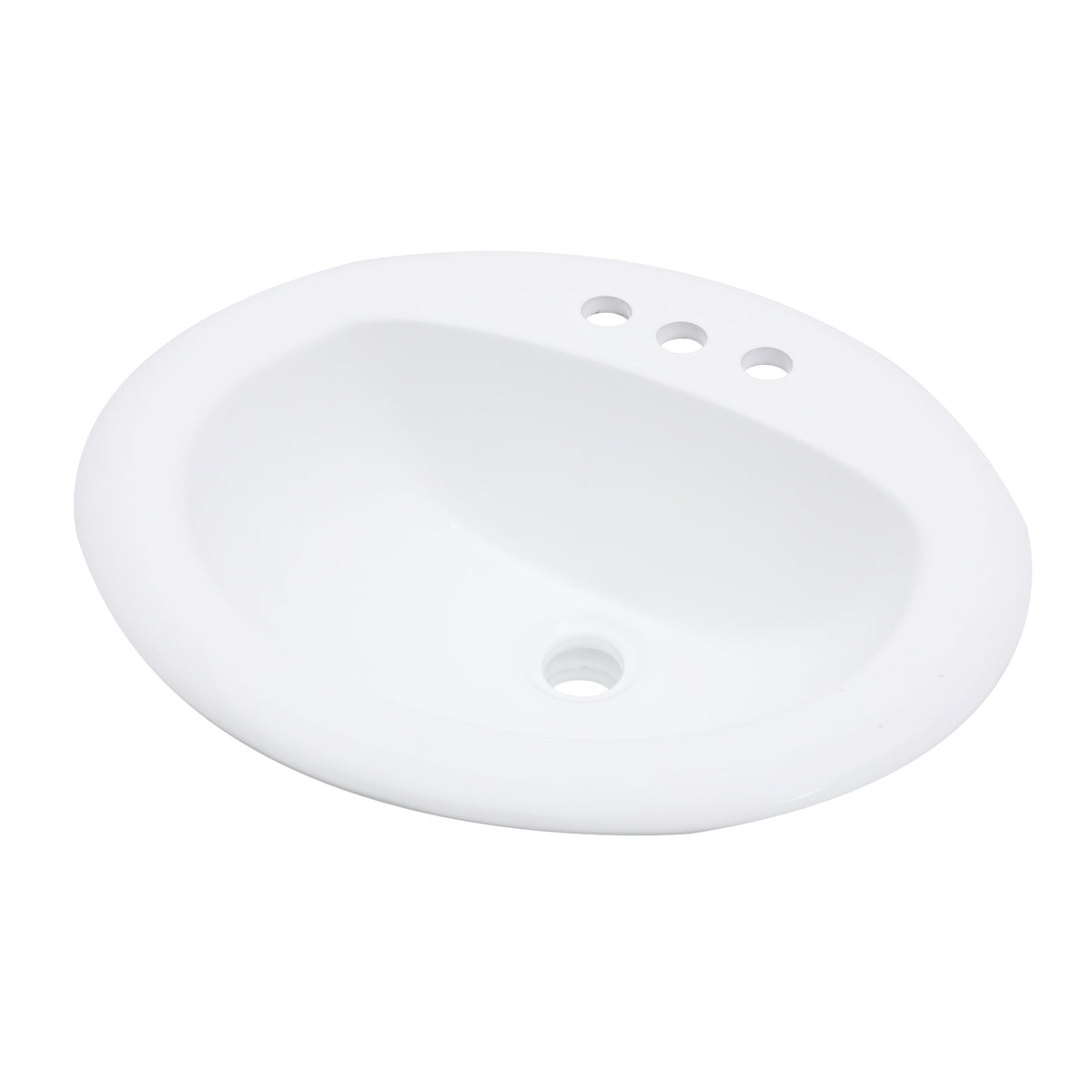 20.3'' White Oval Drop In Bathroom Sink Ceramic Topmount Vanity Sink