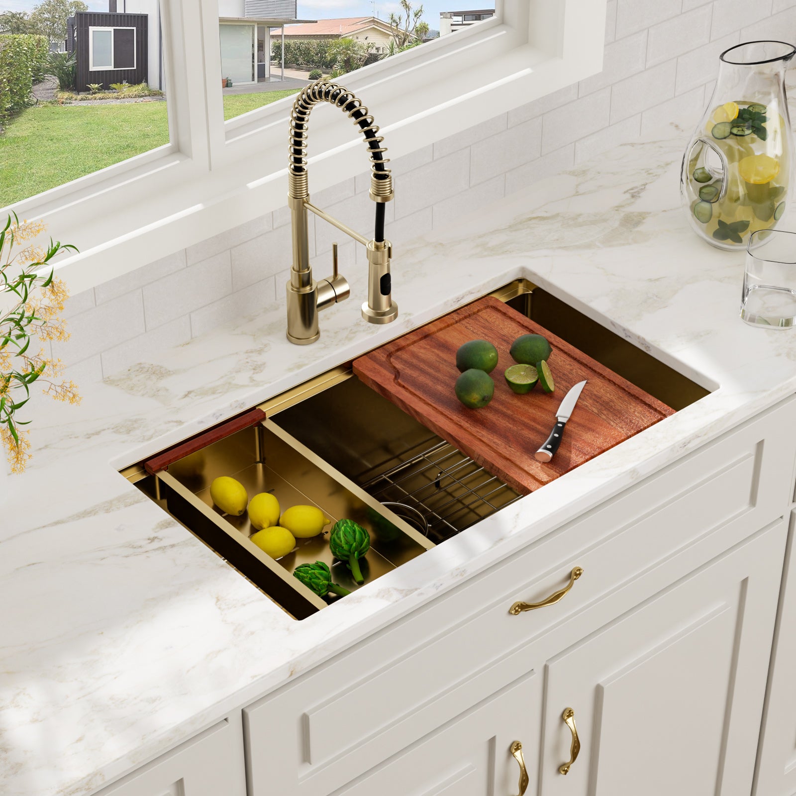 Logmey 33'' Undermount Workstation Kitchen Sink