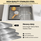 25'' L x 22'' W x 12'' H Drop-In Laundry Utility Workstation Sink Large  Deep Single Bowl Stainless Steel Topmount Kitchen Sink Capacity Yard Sink with Faucet.