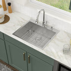 25'' Topmount 16 Gauge Single Bowl Stainless Steel Drop-In Kitchen Sink with Accessories