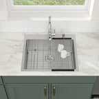 25'' Topmount 16 Gauge Single Bowl Stainless Steel Drop-In Kitchen Sink with Accessories