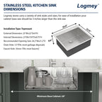 25'' Topmount 16 Gauge Single Bowl Stainless Steel Drop-In Kitchen Sink with Accessories