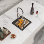 Logmey 15x15 Drop-In Quartz Bar Sink Workstation