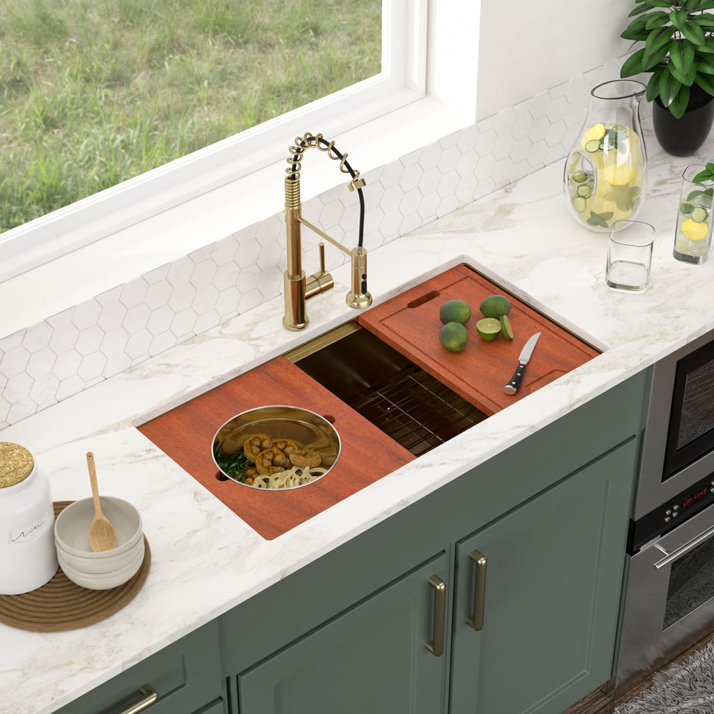 Logmey 36'' x 19'' Undermount Workstation Kitchen Sink